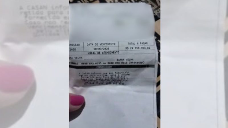Moradores recebem contas de água de até R$ 24 milhões em Barra Velha - Reprodução/Jornal Folha Parati/ND Mais