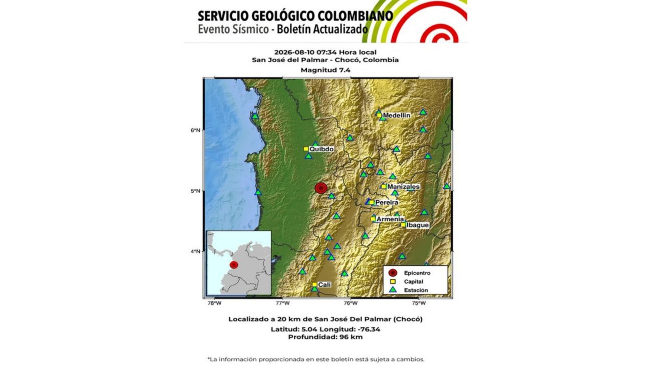 Terremoto de 7,4 atinge a Colômbia e causa tremores em várias cidades.