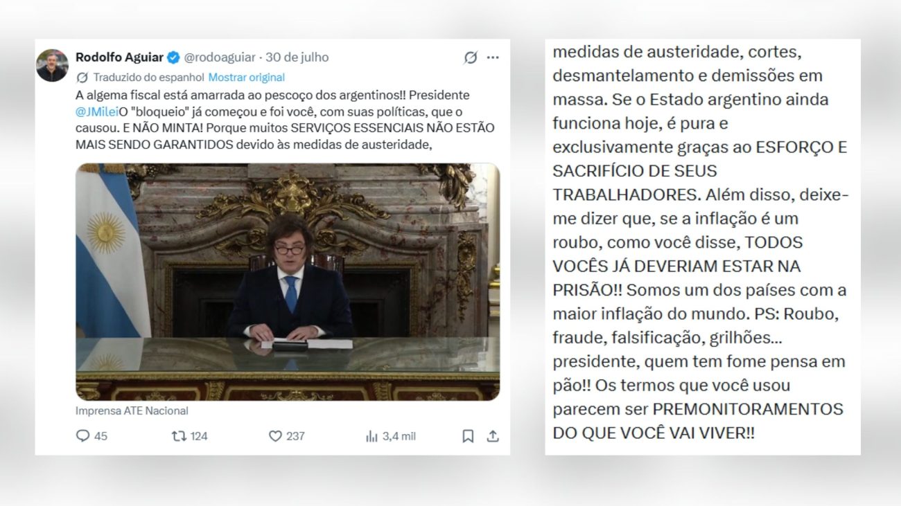 Publicação de Rodolfo Aguiar; déficit na Argentina