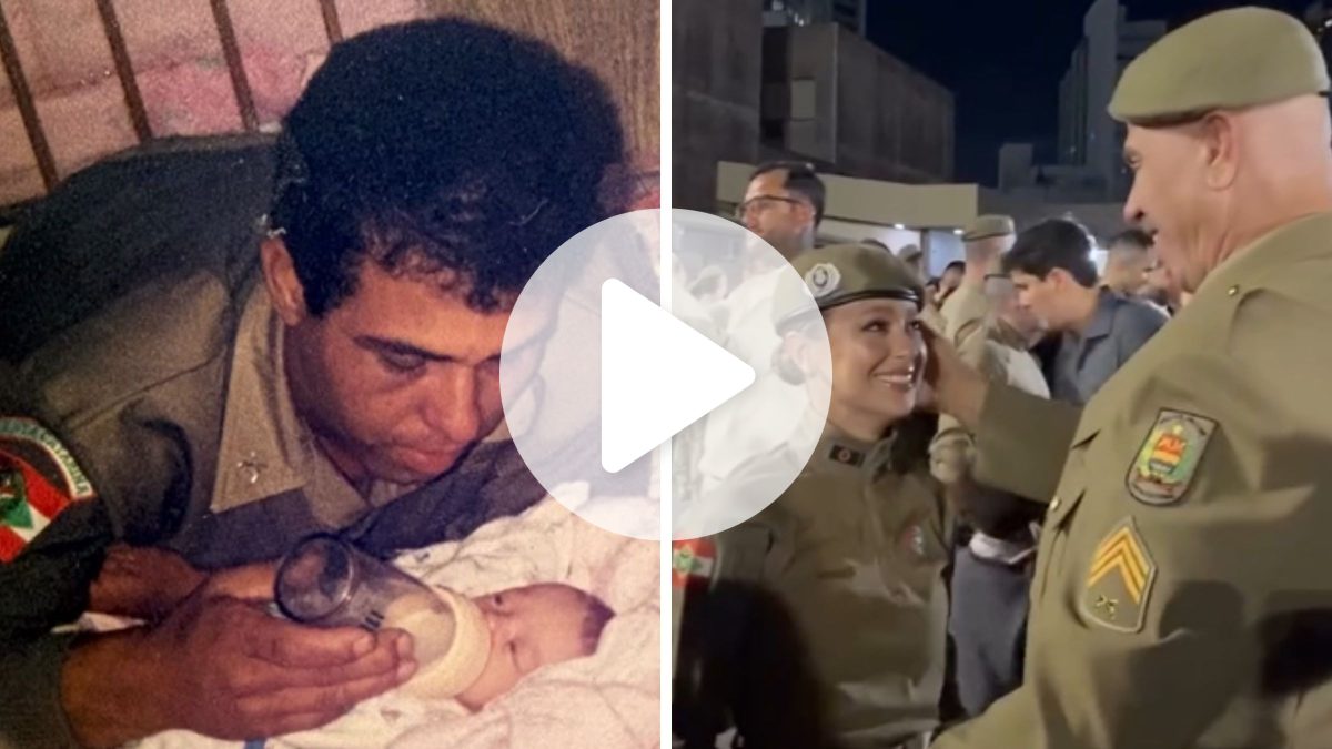 ‘A filha que você adotou seguiu sua profissão’: história de pai e filha na PM emociona em SC