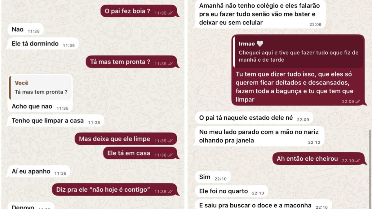 ‘Não aguento mais isso’: troca de mensagens entre irmãos revelam situação de maus-tratos e uso de drogas constante praticado pelos pais em SC - Foto