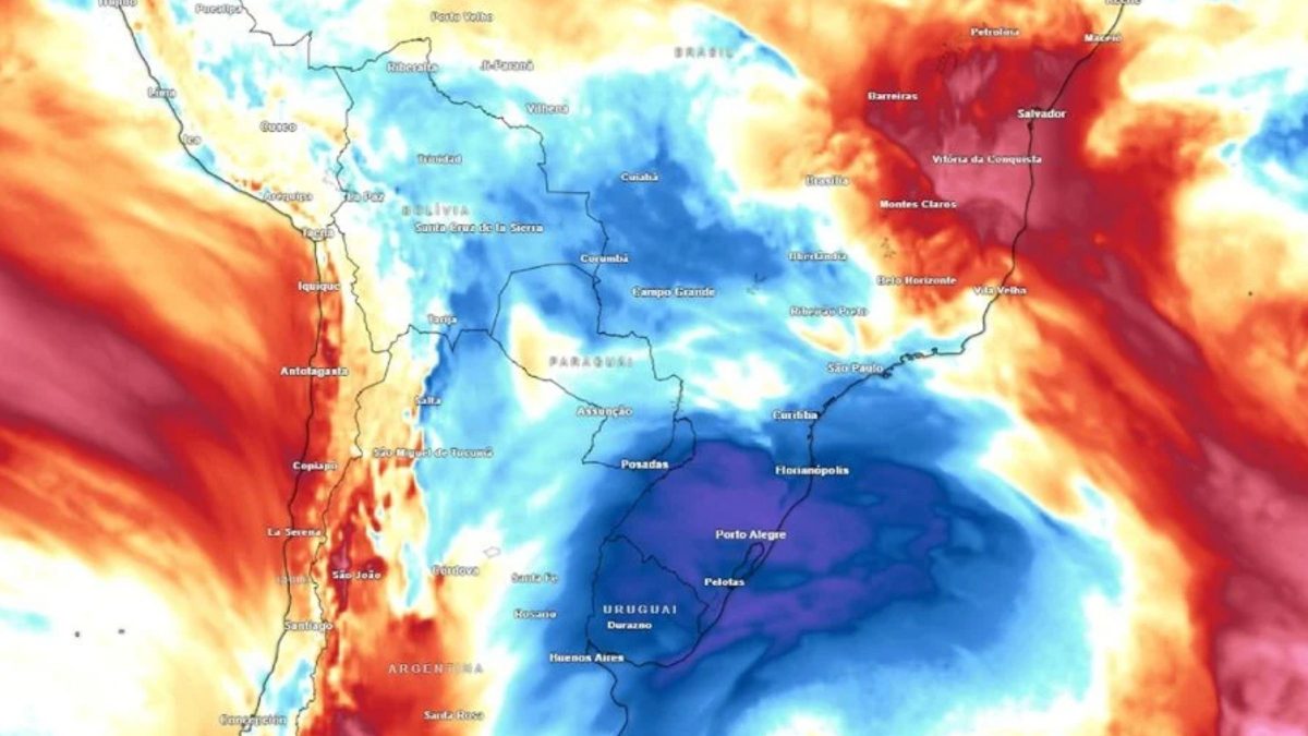 Ciclone extratropical interrompe onda de calor acima de 40°C, provoca tempestades severas e abre caminho para mínimas de até -3°C; saiba onde