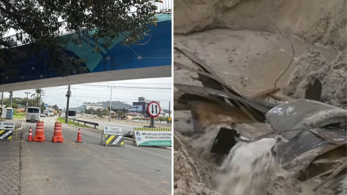 Casan confirma reparo da tubulação que rompeu às margens da SC-401 e abastecimento é normalizado em bairro nobre de Florianópolis