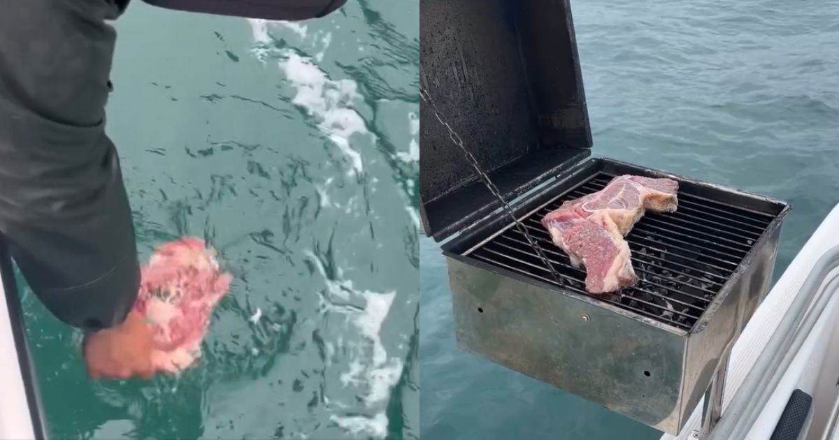 Pescadores usam água do mar para salgar carne e gelar refrigerante em churrasco improvisado e viralizam em SC