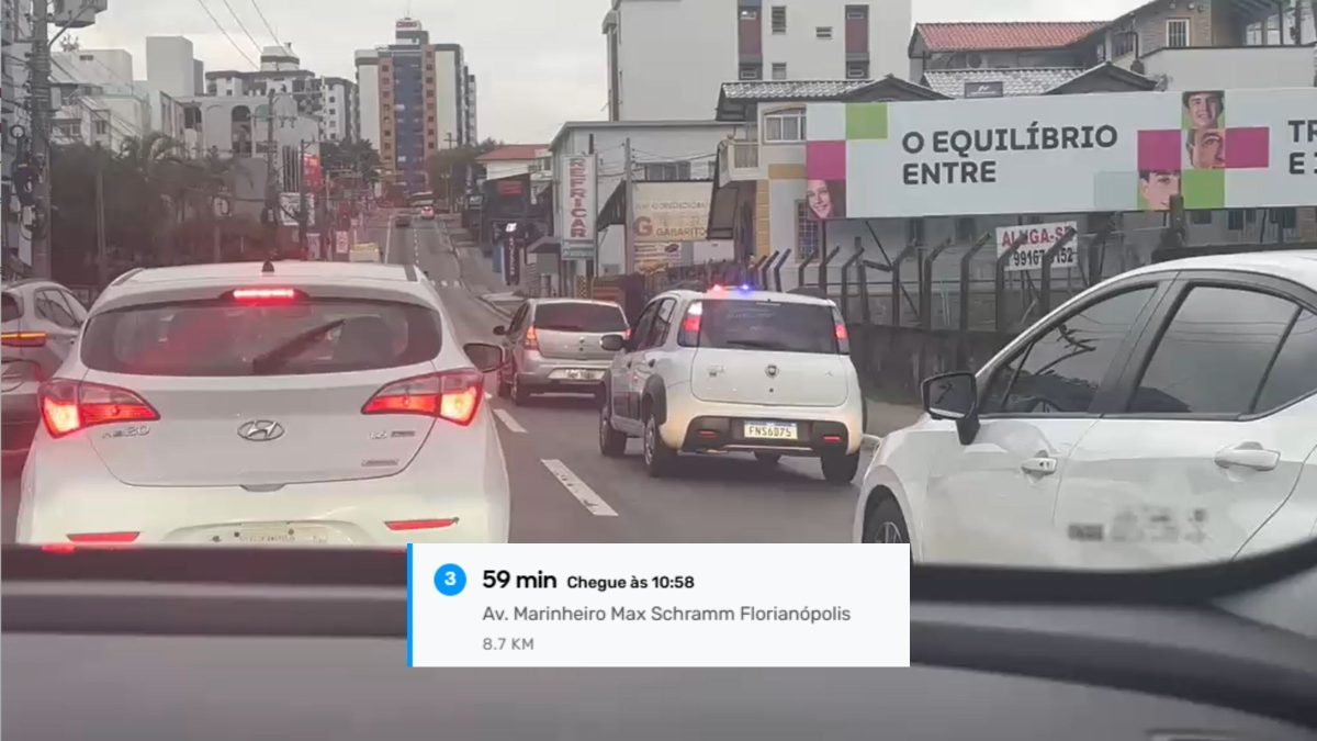 Motoristas podem levar até 1h para percorrer trecho de 8 quilômetros após obra fazer três faixas virarem uma em Florianópolis