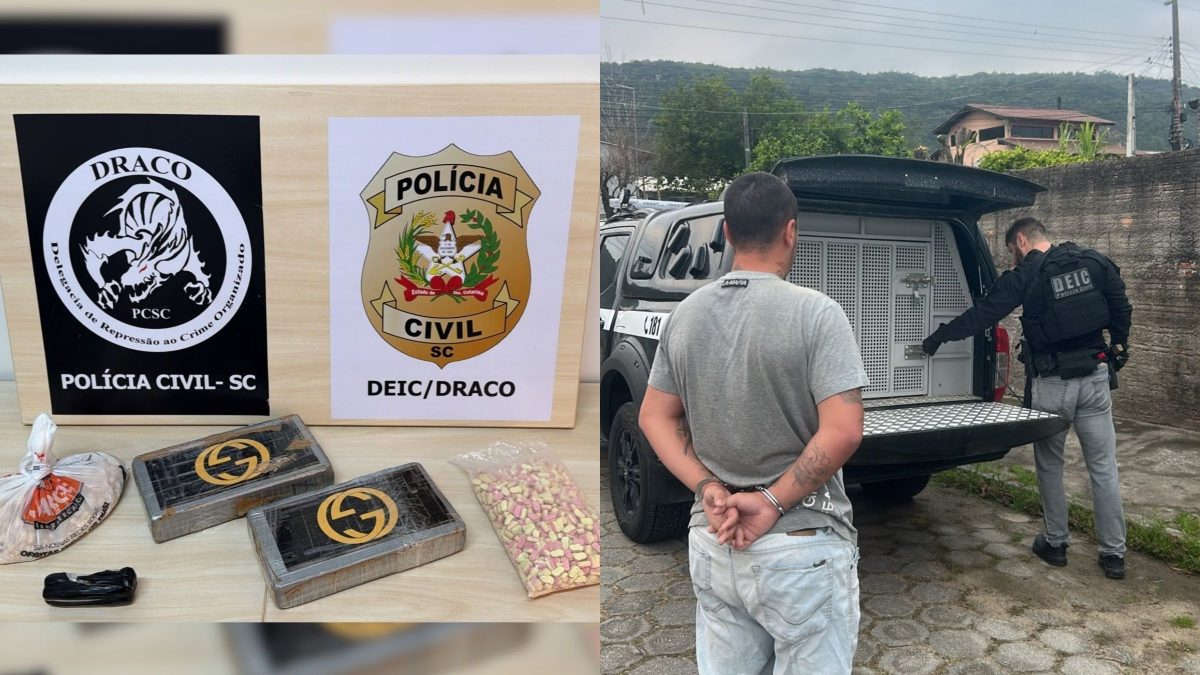 Líderes de facção criminosa são presos e PCSC encontra cocaína, crack e 1,5 mil comprimidos de ecstasy na casa de investigados