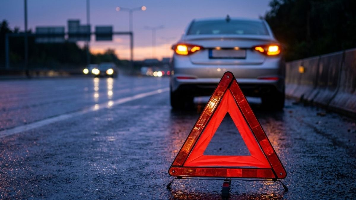 Motorista para carro na rodovia, não respeita distância correta do triângulo de sinalização e leva multa de R$ 195 e 5 pontos na CNH
