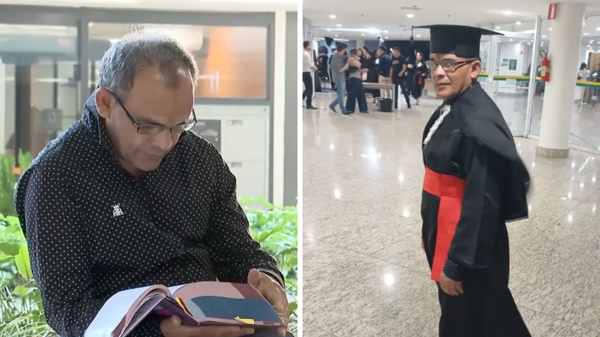 Ex-faxineiro do Tribunal de Justiça se forma em direito aos 50 anos e realiza sonho no mesmo local onde limpava o chão: ‘tenha esperança, um dia você chega’ - Foto