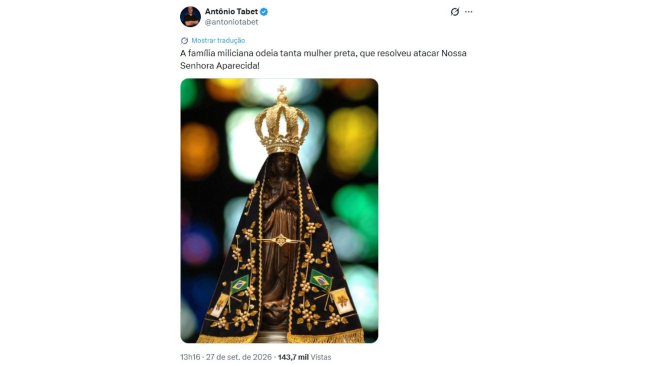 Após decisão de Flávio Dino, Tebet publicou novamente o post sobre Nossa Senhora Aparecida.Foto: Redes sociais/Reprodução/ND Mais