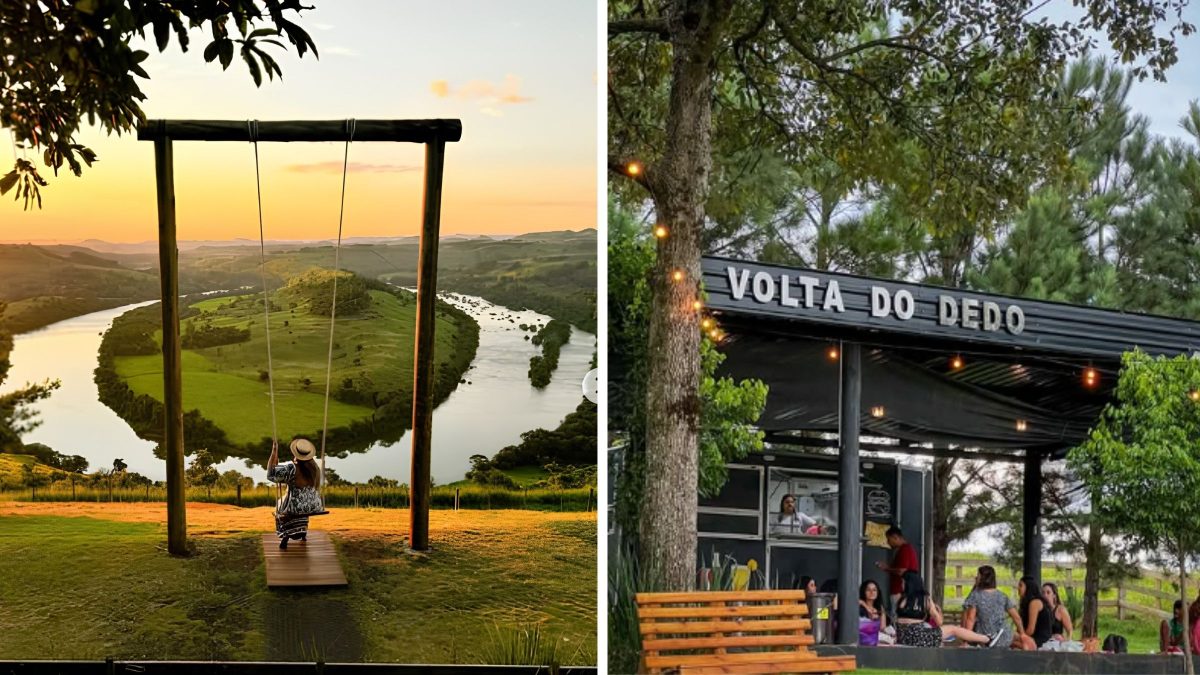 Mirante tem vista para rio que contorna península e forma curiosa ‘volta do dedo’ em SC