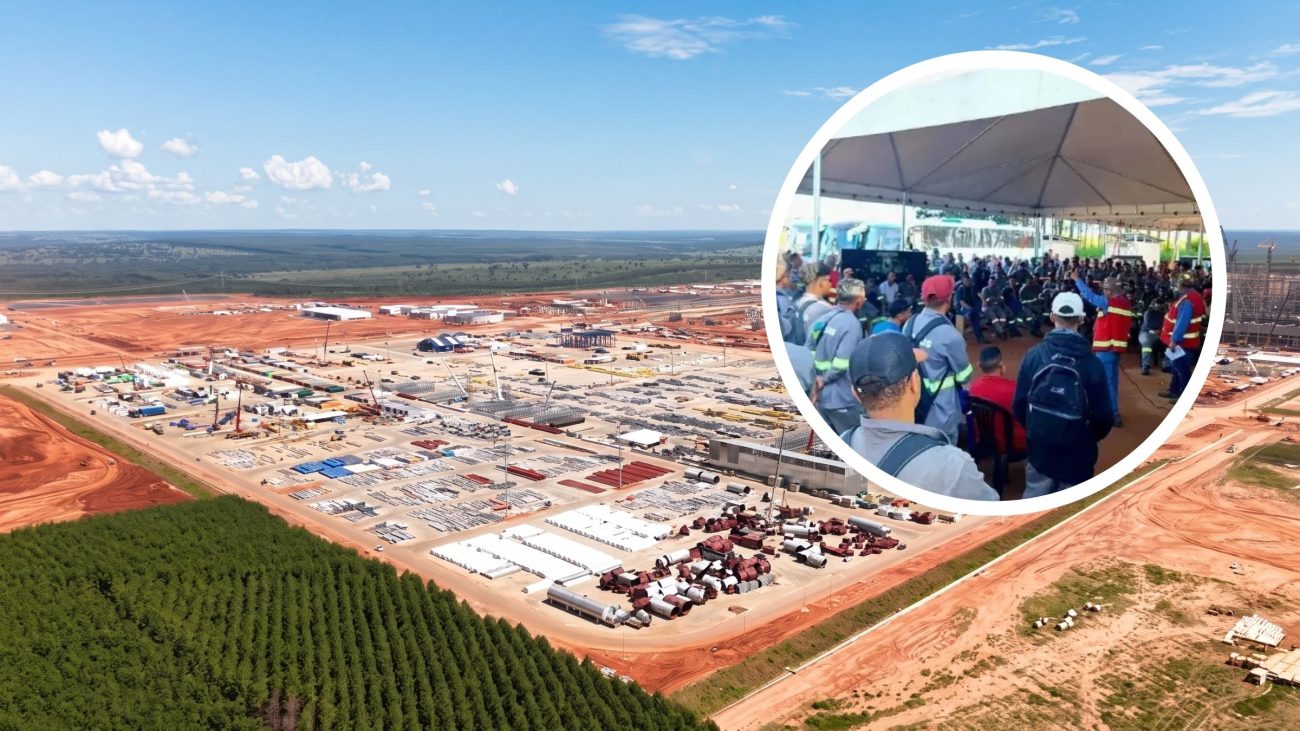 Trabalhadores da maior fábrica de celulose do mundo paralisam obras por reajuste salarial e vale-alimentação