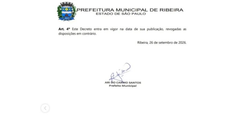 Prefeitura de Ribeira decretou luto oficial de três dias após a morte da vice-prefeita. - PREFEITURA DE RIBEIRA/pmribeira/Instagram