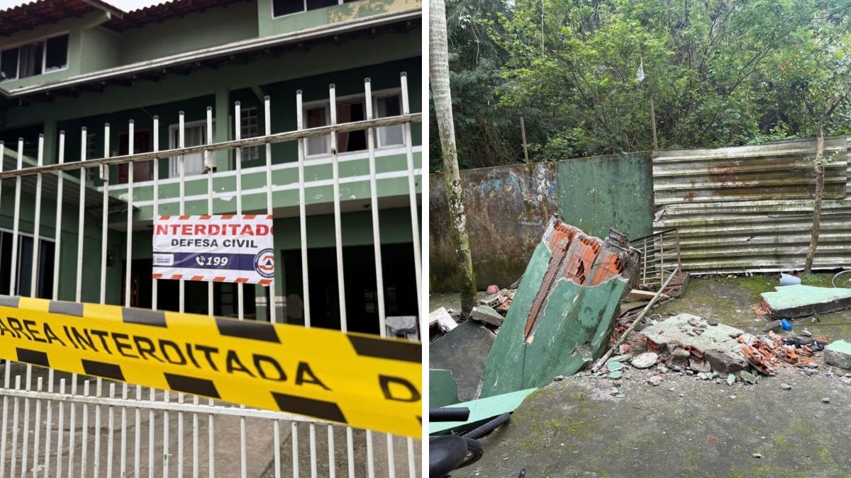 Após escada de prédio cair sobre duas crianças em Balneário Camboriú, vítimas têm ferimentos na cabeça e estão internadas em hospital