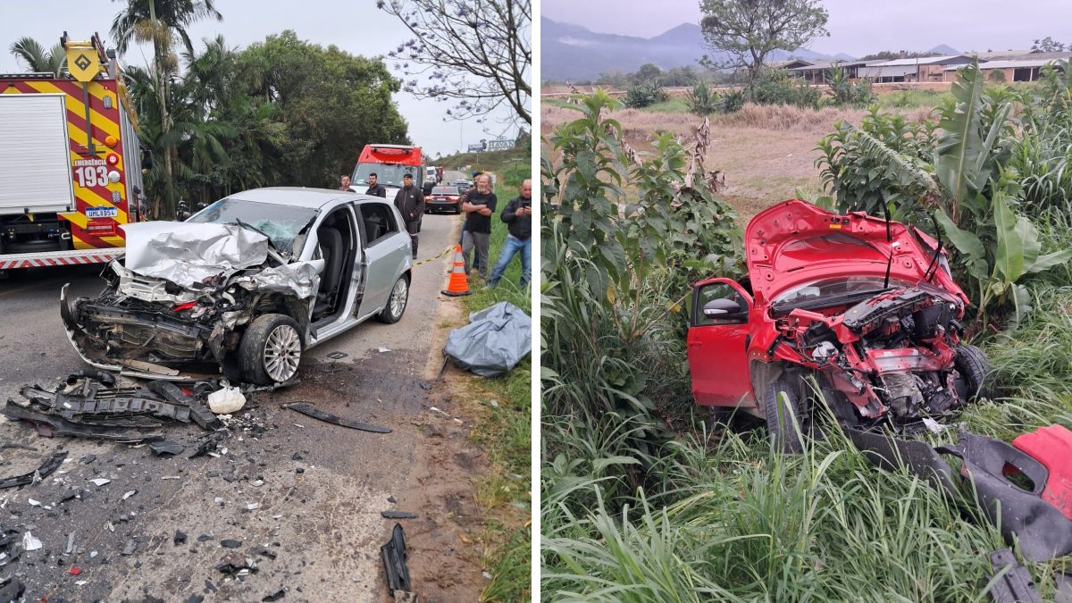 Grave acidente com morte fecha SC-410 nos dois sentidos e mobiliza helicóptero