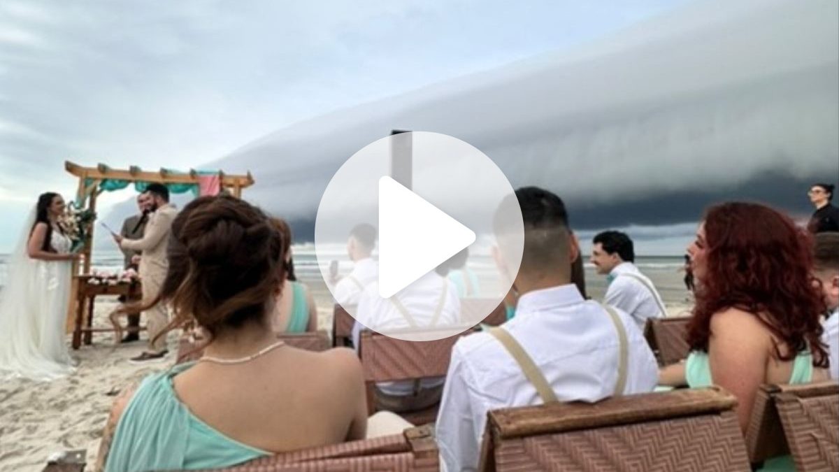 El Niño ‘chega de penetra’ em casamento ao ar livre e nuvem gigantesca de tempestade deixa noivos em apuros