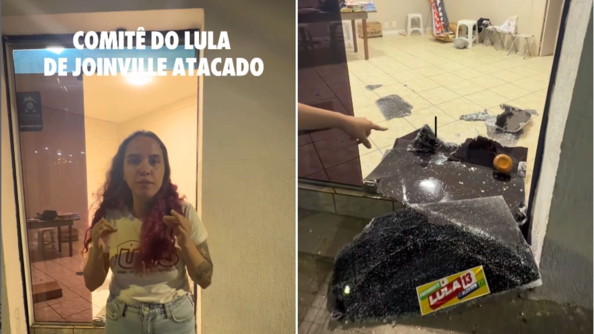 Comitê de Lula tem vidraça quebrada por pedra durante reunião em SC e polícia é acionada