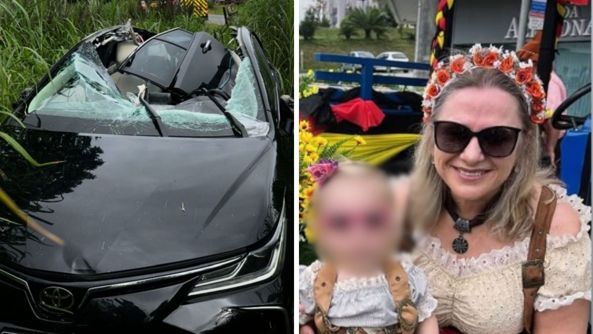 Polícia investiga acidente com pedra que despencou de caminhão, atingiu carro e deixou empresária em estado grave em SC