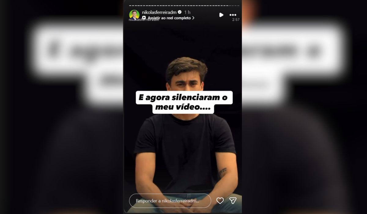 Deputado federal denunciou nos stories do Instagram que seu vídeo publicado sobre o Nordeste está sem áudioFoto: Nikolas Ferreira/@nikolasferreiradm/Instagram