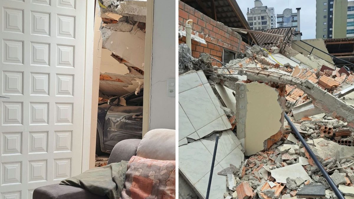 Desabamento atinge duas residências ao lado de obra de edifício em praia de SC