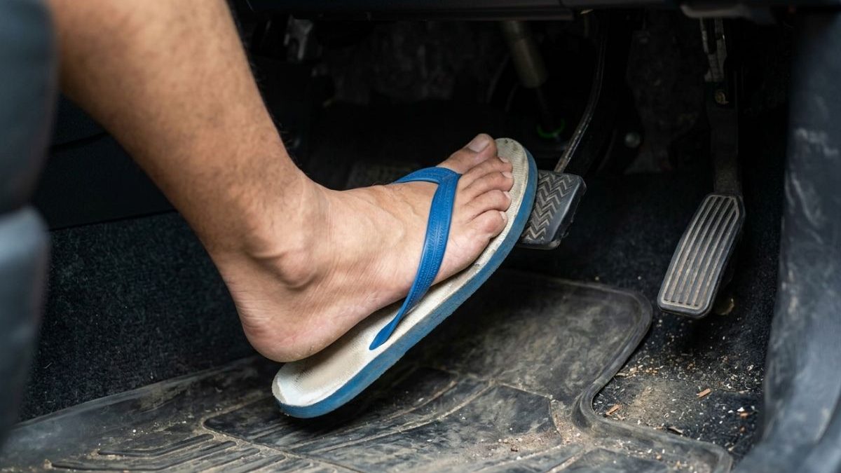 Dirigir de chinelo pode custar R$ 130: infração prevista no CTB pode causar 4 pontos na CNH em 2026
