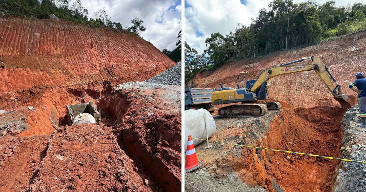 Obras de transformação de estrada de barro em ‘rota de fuga’ das filas da BR-101 para praia supervalorizada avançam em nova fase em SC