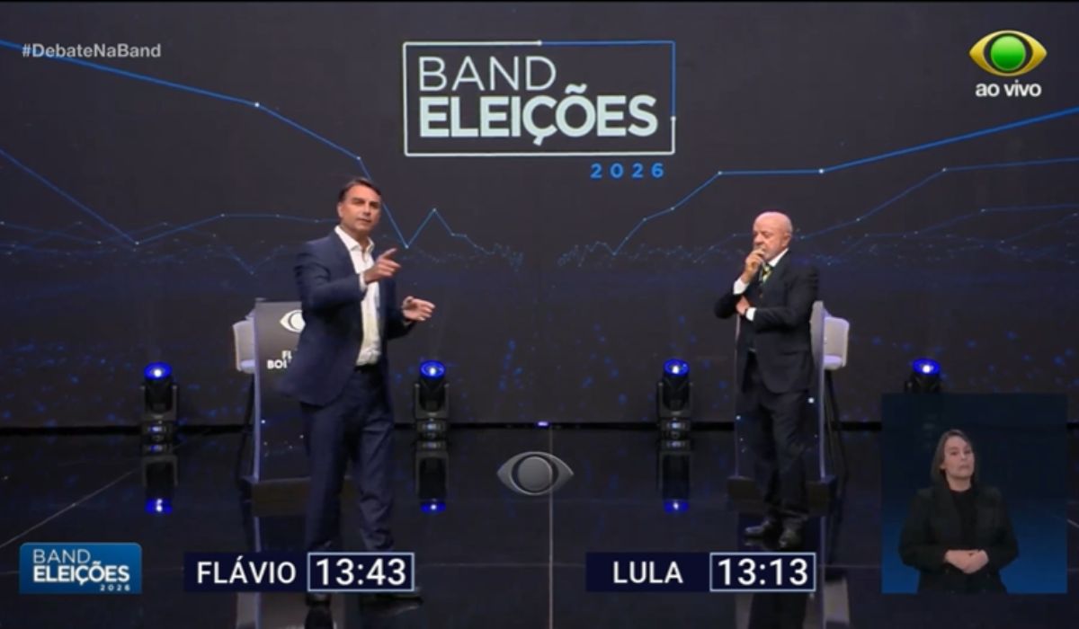 Flávio Bolsonaro e Lula em debate na BandFoto: Band/Reprodução/ND Mais