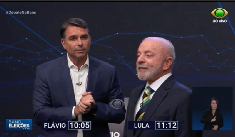Flávio Bolsonaro e Lula em debate na Band - Band/Reprodução/ND Mais