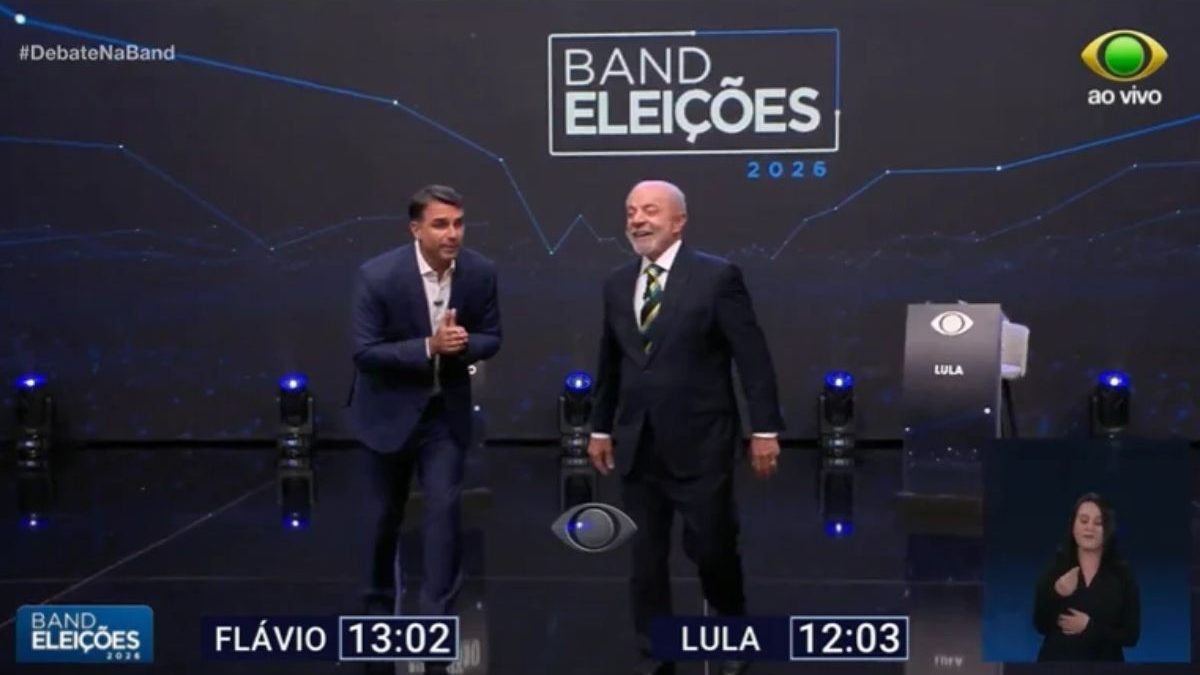 Lula e Flávio Bolsonaro abrem debate na Band com promessas sobre combate ao avanço do crime organizado