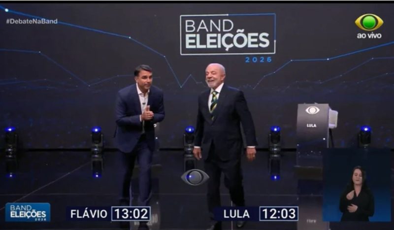 Flávio Bolsonaro e Lula em debate na Band - Band/Reprodução/ND Mais