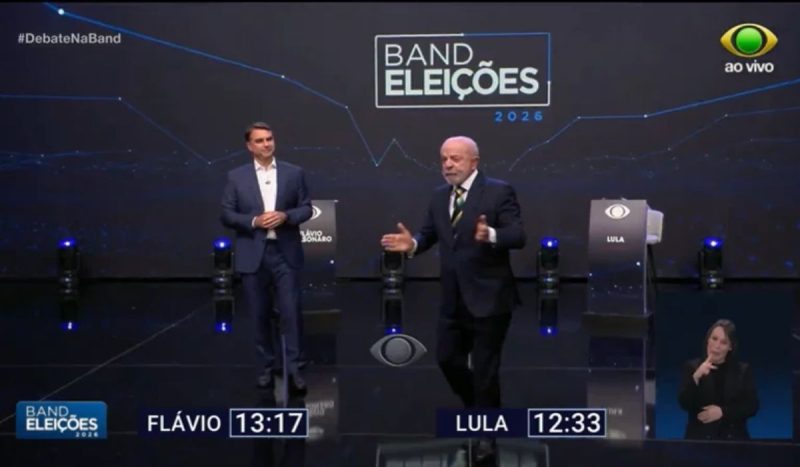 Flávio Bolsonaro e Lula em debate na Band - Band/Reprodução/ND Mais