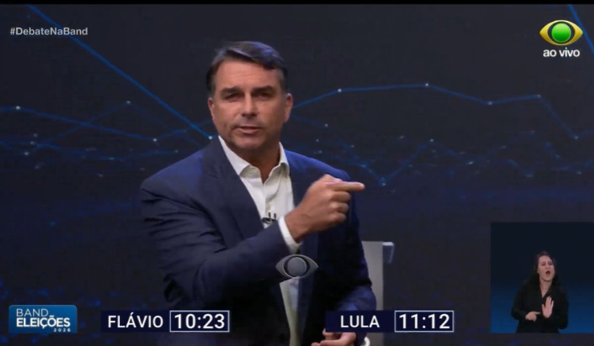 Flávio Bolsonaro e Lula em debate na Band