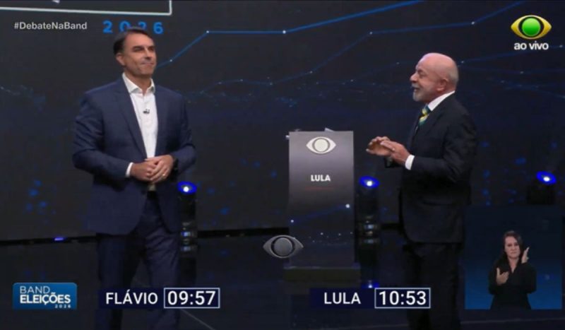 Flávio Bolsonaro e Lula em debate na Band - Band/Reprodução/ND Mais