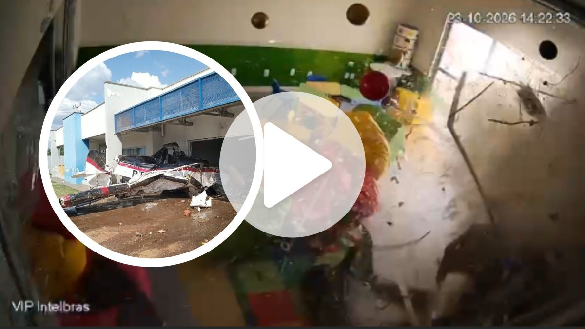Piloto sobrevive após colidir avião contra creche com 180 alunos no Mato Grosso; assista a vídeo