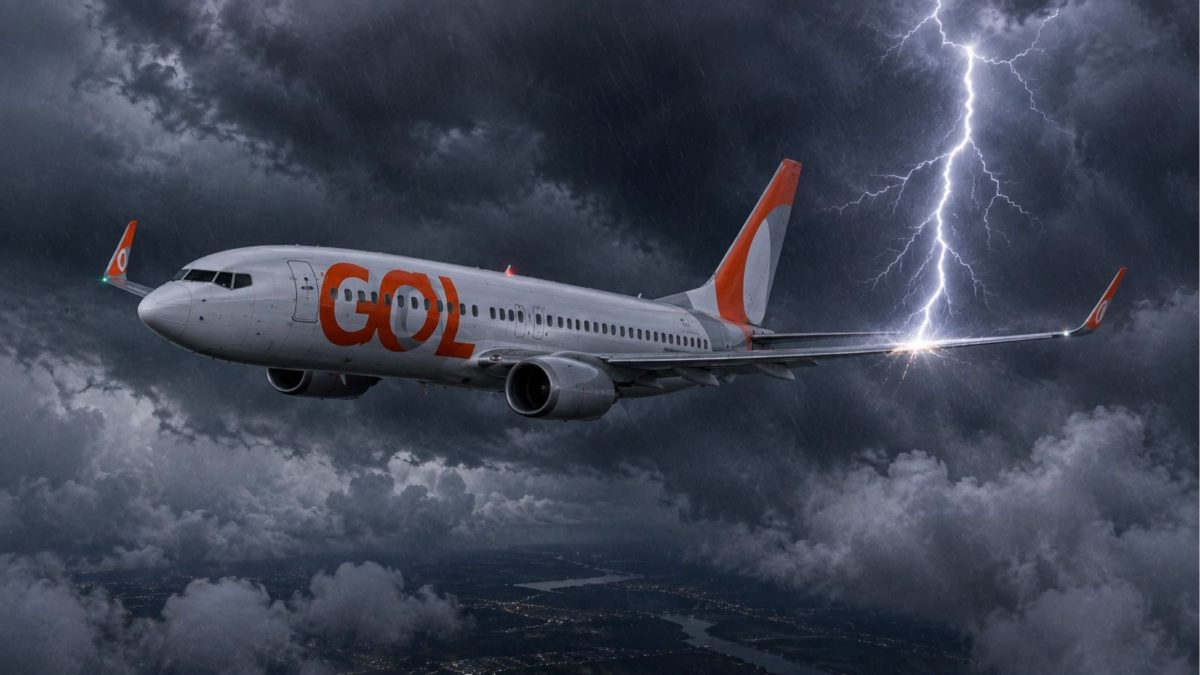 Raio atinge avião comercial durante voo de SC para SP e assusta passageiros: ‘Sensação de uma explosão’