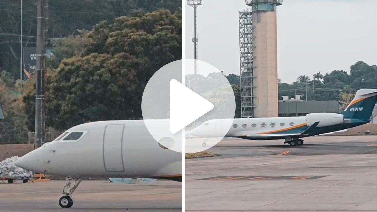 Avião de R$ 330 milhões que atravessa continentes sem abastecer, de gigante dos eletrodomésticos de SC, é flagrado em aeroporto