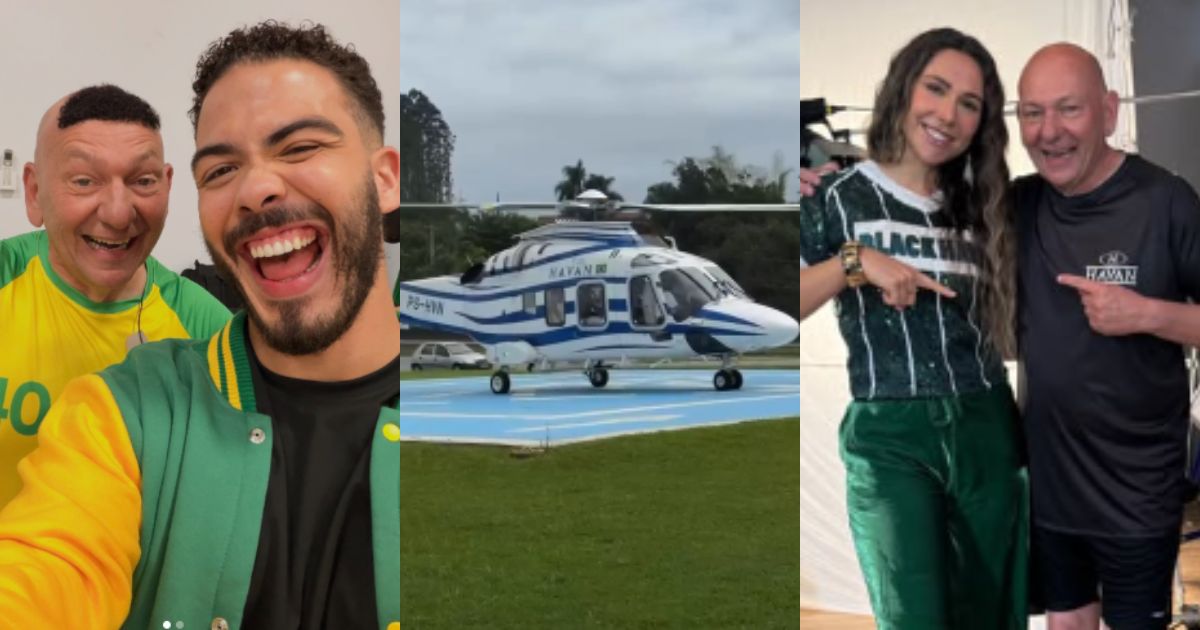 Filhos de Ronaldo Fenômeno e Renato Gaúcho voam na ‘Ferrari dos helicópteros’ de Luciano Hang e conhecem megacentro de distribuição da Havan com robôs em SC