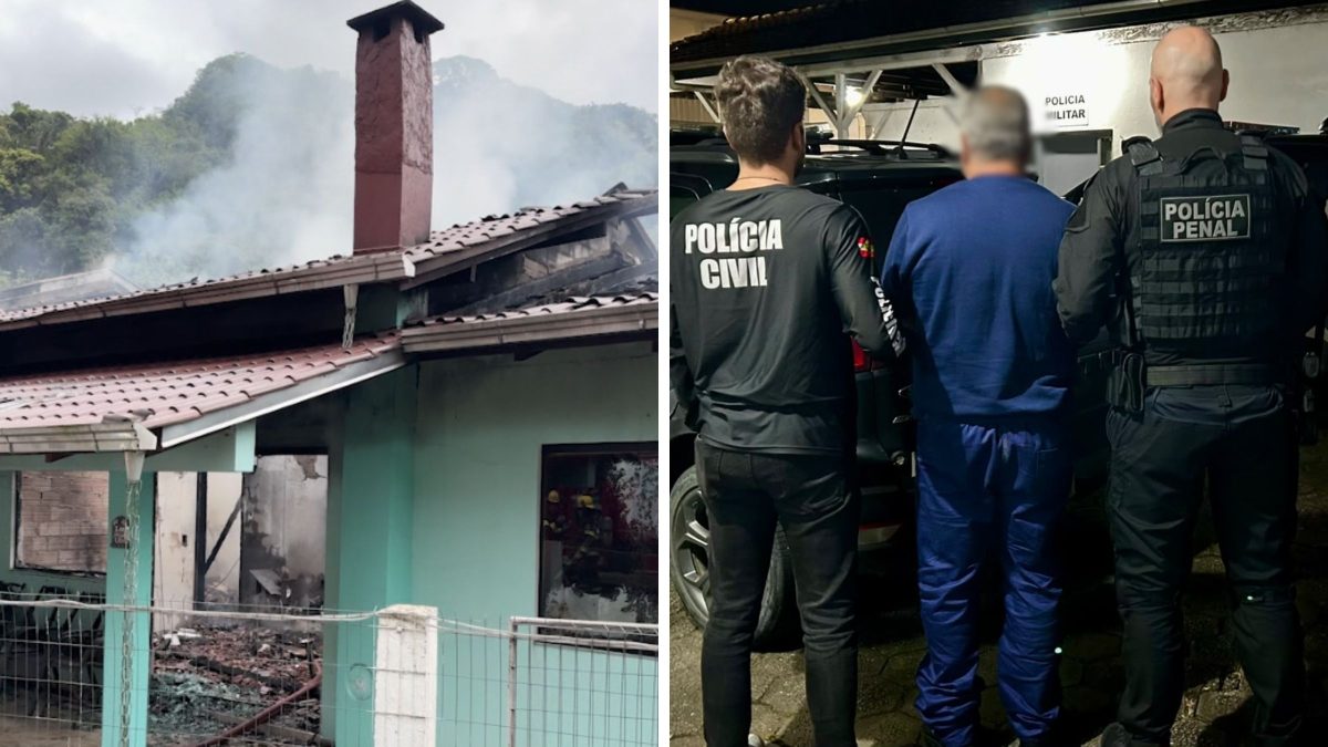 Homem é preso após incendiar casa acreditando que companheira de 67 anos ainda estava no imóvel em SC