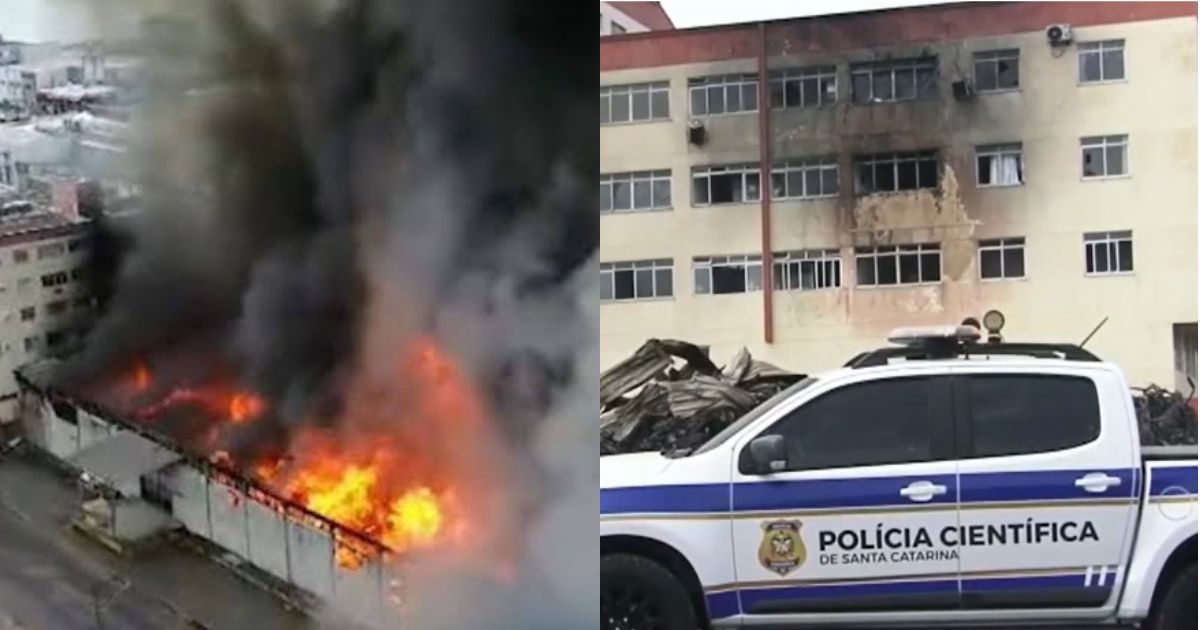 Polícia abre investigação para identificar origem do incêndio de grandes proporções que destruiu galpão na Grande Florianópolis