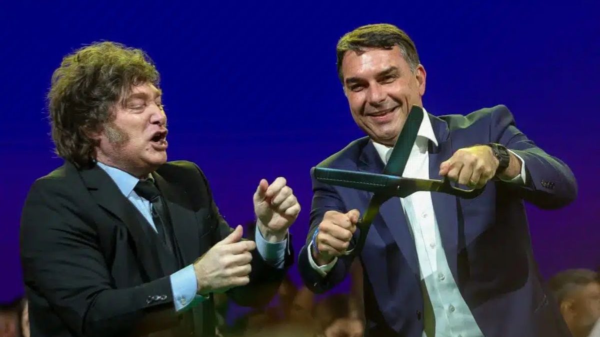 Jatinho ligado a possível fuga de Flávio Bolsonaro pertence a empresa usada por Milei