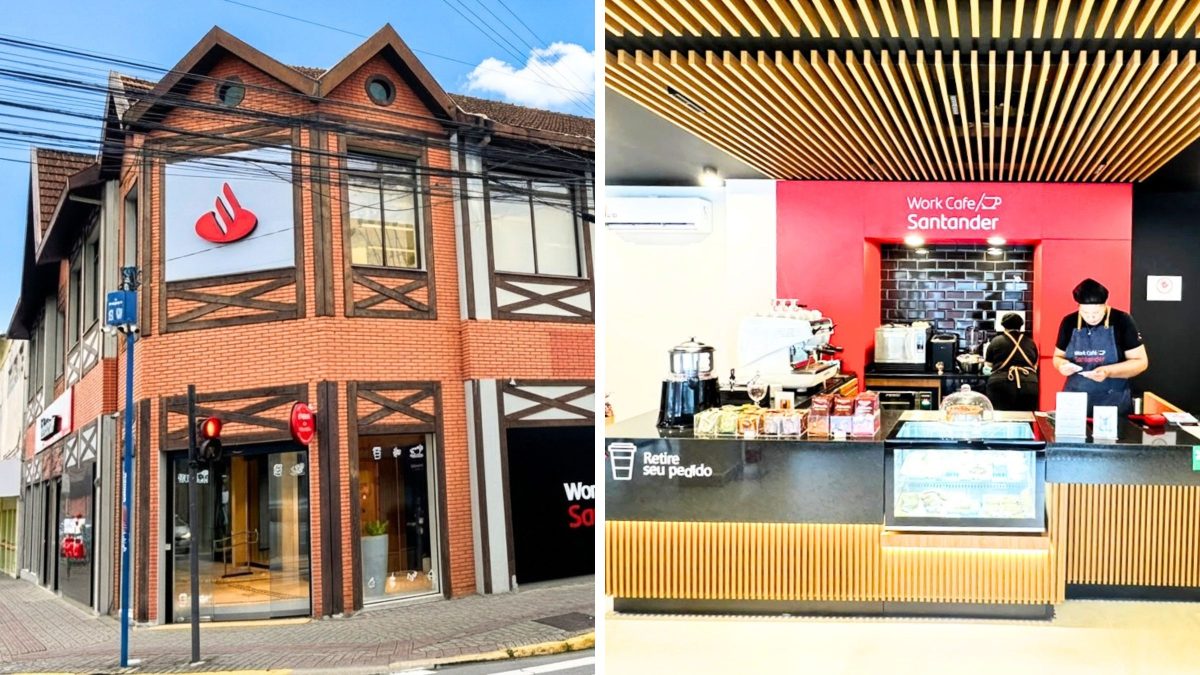 Nem parece banco: espaço inédito une agência bancária, cafeteria e coworking em SC