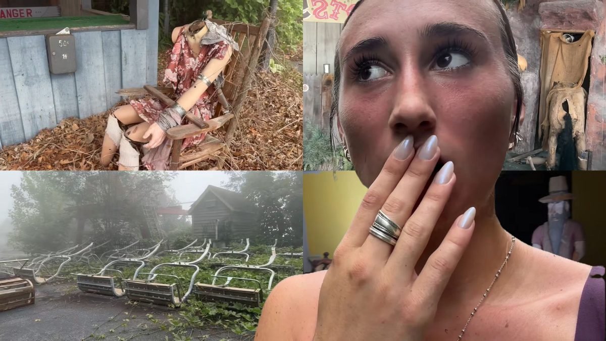 Jovem entra sozinha em parque de diversões abandonado para explorar a ‘cidade fantasma’ e acaba flagrada por câmeras