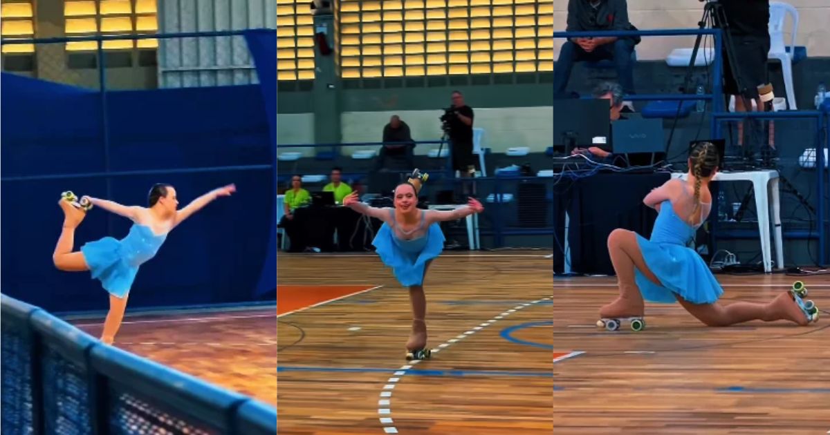 Atleta com síndrome de Down encanta com coreografia e ganha campeonato de patinação artística em Florianópolis