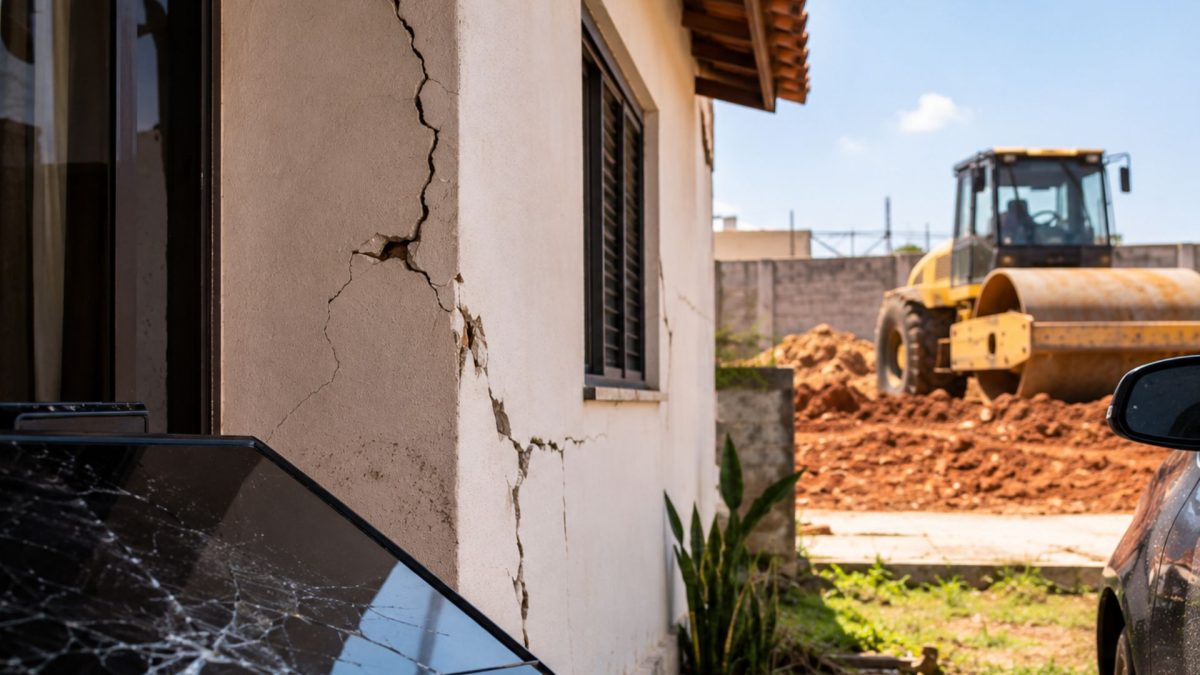 Moradora vive há mais de 20 anos na mesma casa, vizinho começa obra ao lado, eletrônicos quebram, a estrutura é danificada e ela decide procurar a Justiça