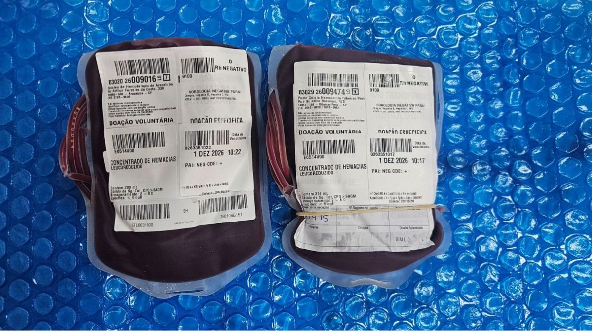 Sangue raro encontrado em 1 a cada 100 mil pessoas é transportado para salvar vida de paciente internada em SC
