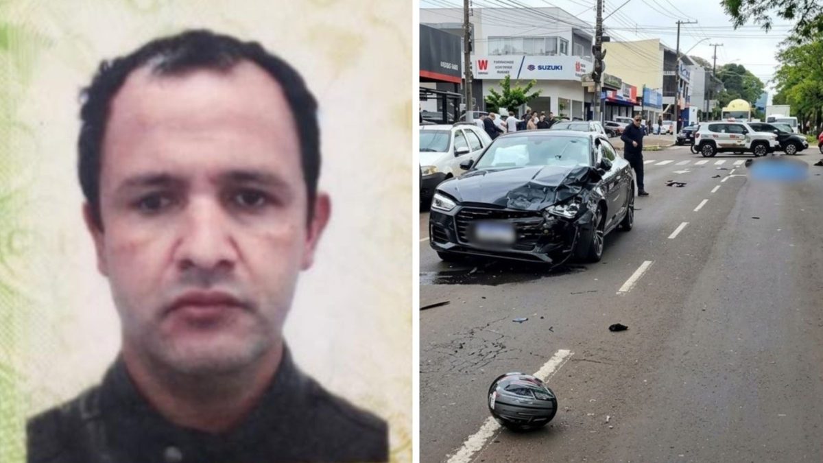 Imagens mostram o momento da colisão que matou entregador de 42 anos e pai de sete filhos em SC