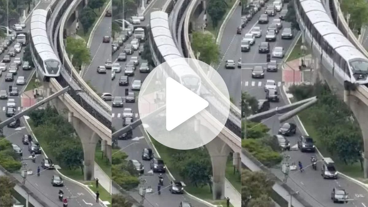 VÍDEO: Guindaste cai sobre trilhos, atinge trem, assusta moradores e deixa operador ferido em SP