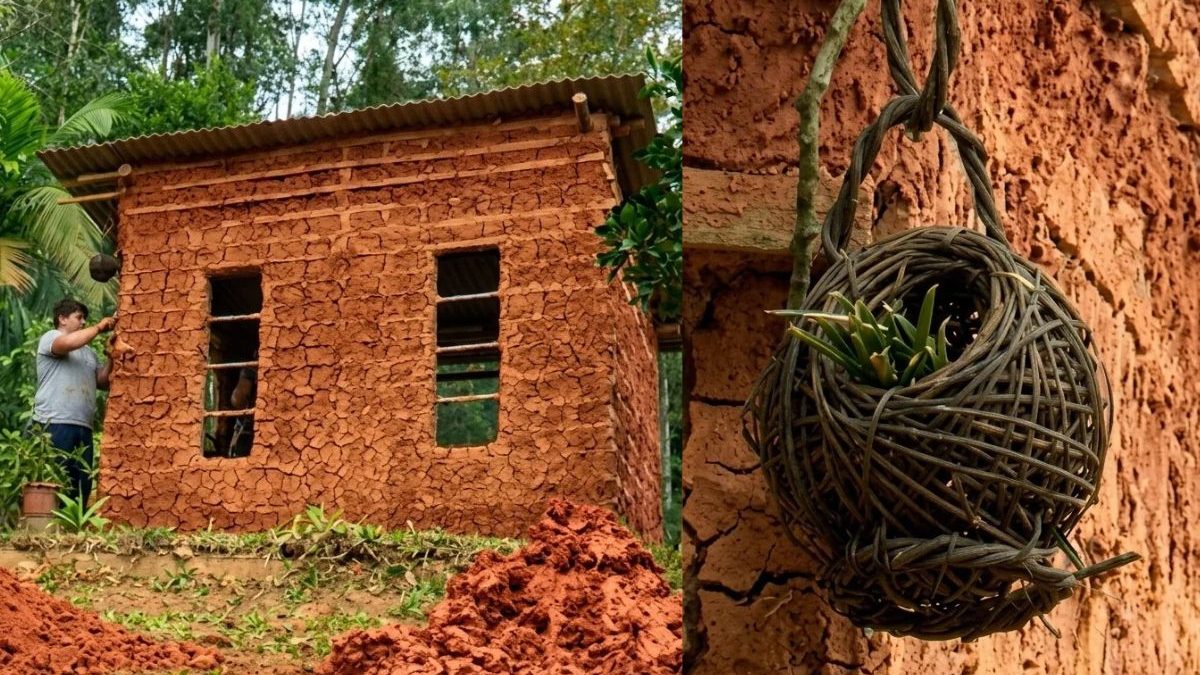 Estudantes usam técnica milenar de taipa para construir casa na própria ‘vila quilombola’; veja fotos