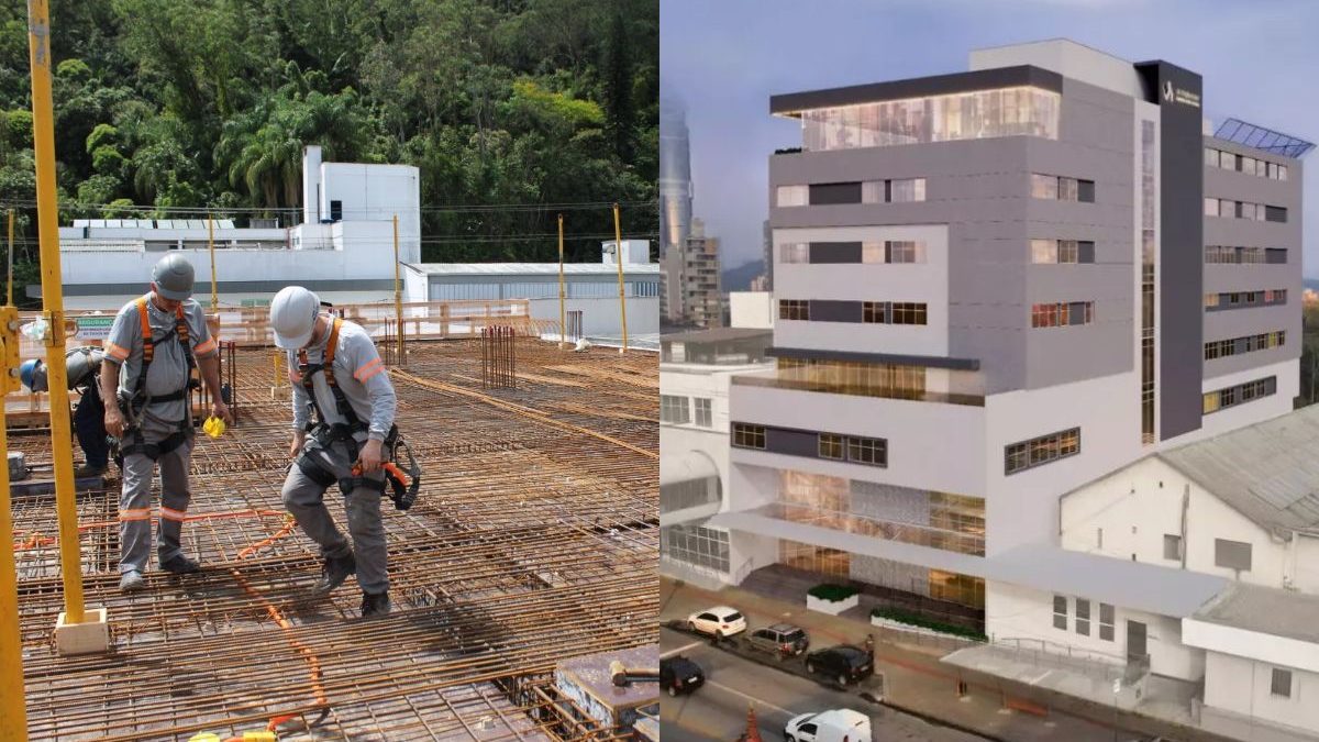 Construção de nova torre hospitalar de 10 andares e R$ 98 milhões avança e afeta trânsito em Blumenau; veja fotos - Foto