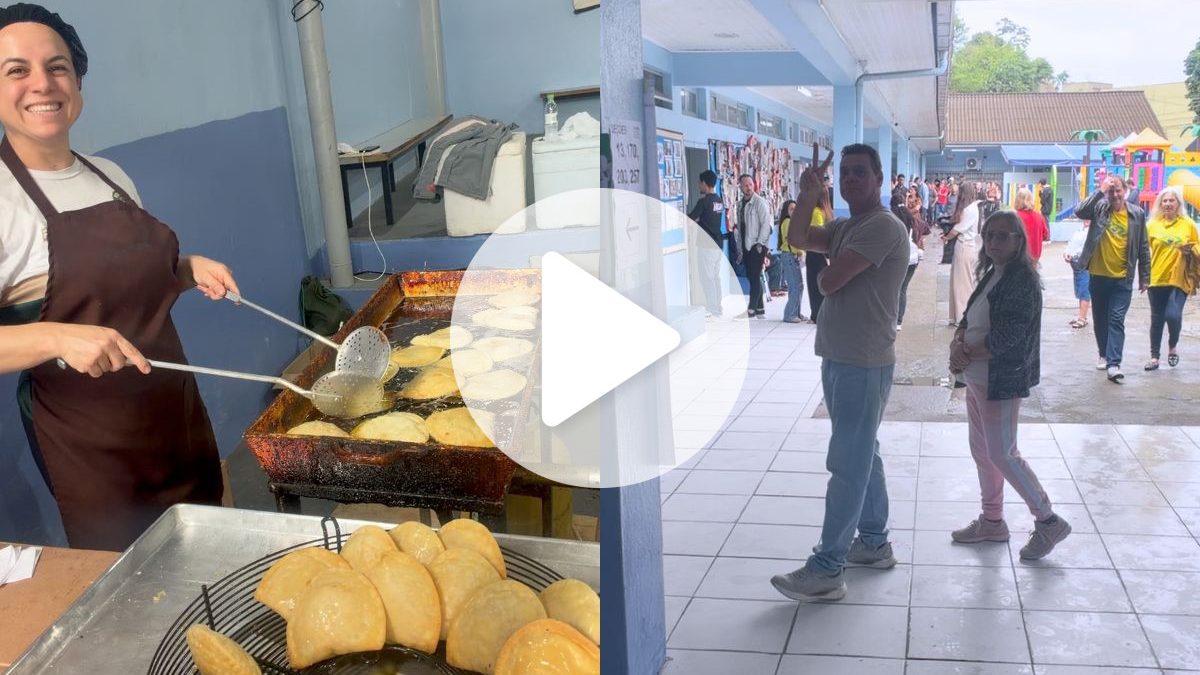 Escola transforma domingo de eleição em dia de pastelada para arrecadar dinheiro para banda se apresentar na maior festa alemã das Américas em SC