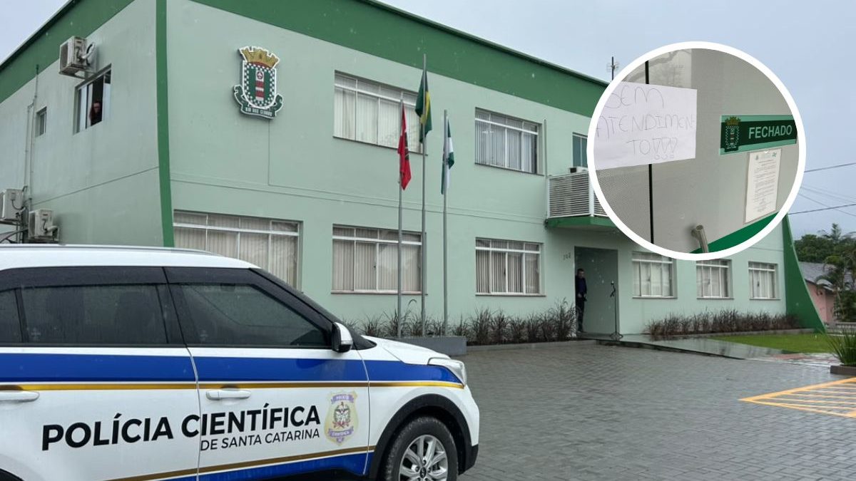 Prefeitura fecha as portas após operação afastar prefeito e vice em SC e deixa recado na entrada